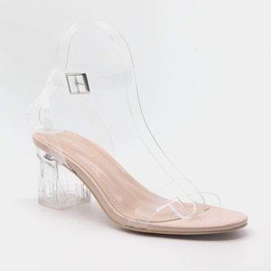 New Cape Robbin Wisdom Clear Chunky Block Low Heels